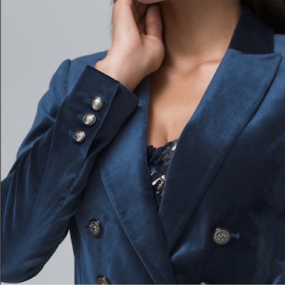 White House Black Market Navy Velvet Blazer - Picture 3 of 13